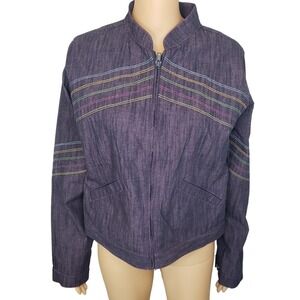 American Girl On The Go Denim Jean Jacket Full Zip‎ Pockets Button XL